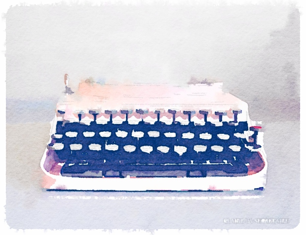 Watercolour Apricot Typewriter 